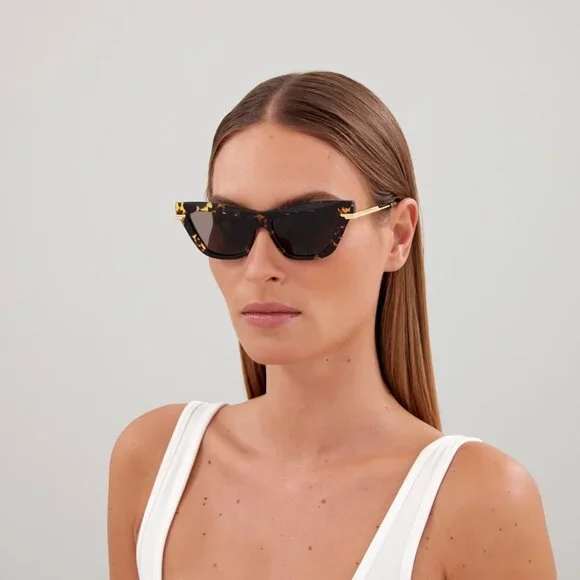 NEW BOTTEGA VENETA BV1241S 002 SUNGLASSES WOMEN HAVANA CAT EYE SUNGLASSES